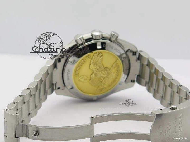 0315 Effortless Speedmaster Apollo 11 On SS Bracelet Manual Winding Chrono Movement 8225